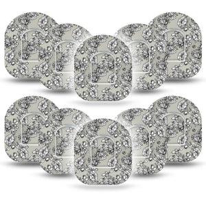 Black Lace Omnipod Patch, 10-pack sticker and tape, floral lace themed cgm adhesive tape design