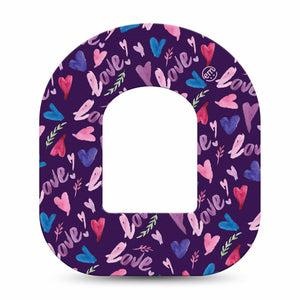 Watercolor Love Omnipod Adhesive Tape, Single, Valentine's Day Theme Design, Heart and Love