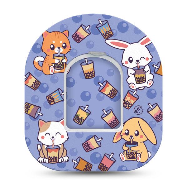 Boba Buddies Omnipod Adhesive Patch, Single Tape and Sticker, Animal Design CGM Adhesive Patch
