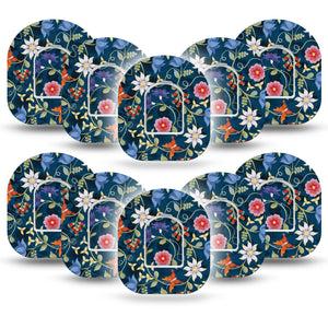 ExpressionMed Floral Folklore Pod Tape, 10-Pack Tapes and 10-Pack Stickers, Floral Myth Themed, CGM, Plaster Design