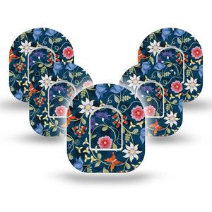 ExpressionMed Floral Folklore Pod Tape, 5-Pack Stickers and 5-Pack Tapes, Floral Myth Themed, CGM, Plaster Design