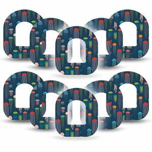 ExpressionMed Just Jellies Pod Tape, 10-Pack Tape, Brightly Colored Jellie Fish Omnipod Overlay Patch
