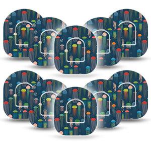 ExpressionMed Just Jellies Pod Tape, 1-Pack Stickers and 10-Pack Tape, Brightly Colored Jellie Fish Omnipod Overlay Patch