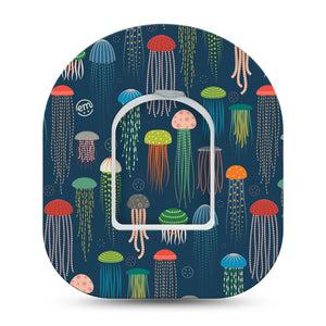 ExpressionMed Just Jellies Pod Tape, Single Tape and Single Sticker, Brightly Colored Jellie Fish Omnipod Adhesive Patch 