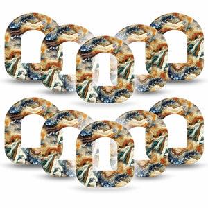 Sea in a Storm Omnipod Adhesive, 10-Pack Tape, Water Beach Themed Design Breathable CGM Tape
