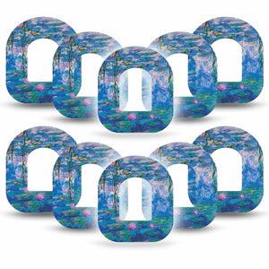 ExpressionMed Monet Water Lilies Pod Tape, 10-Pack, Calm River Themed, CGM Adhesive Patch Design