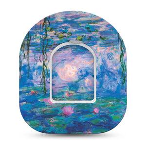 ExpressionMed Monet Water Lilies Pod Tape, Single Tape and Single Sticker, Forest River Themed, CGM Patch Design