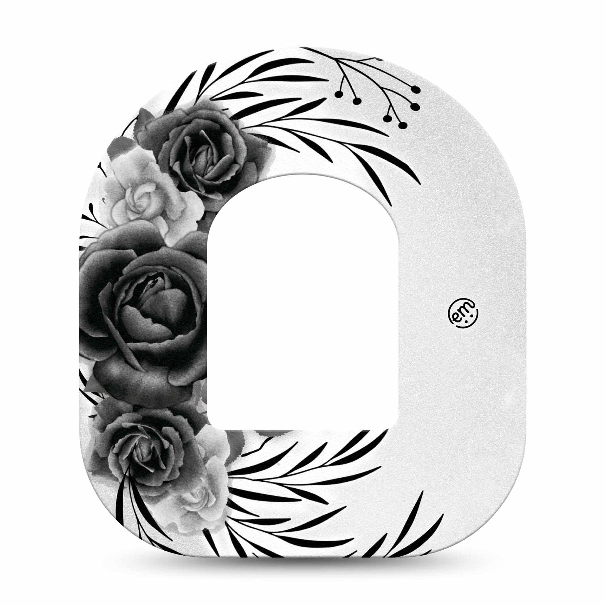 ExpressionMed Tattoo Rose Pod Tape, Single, Classic Tattoo Rose Inspired Design Pod Adhesive Patch