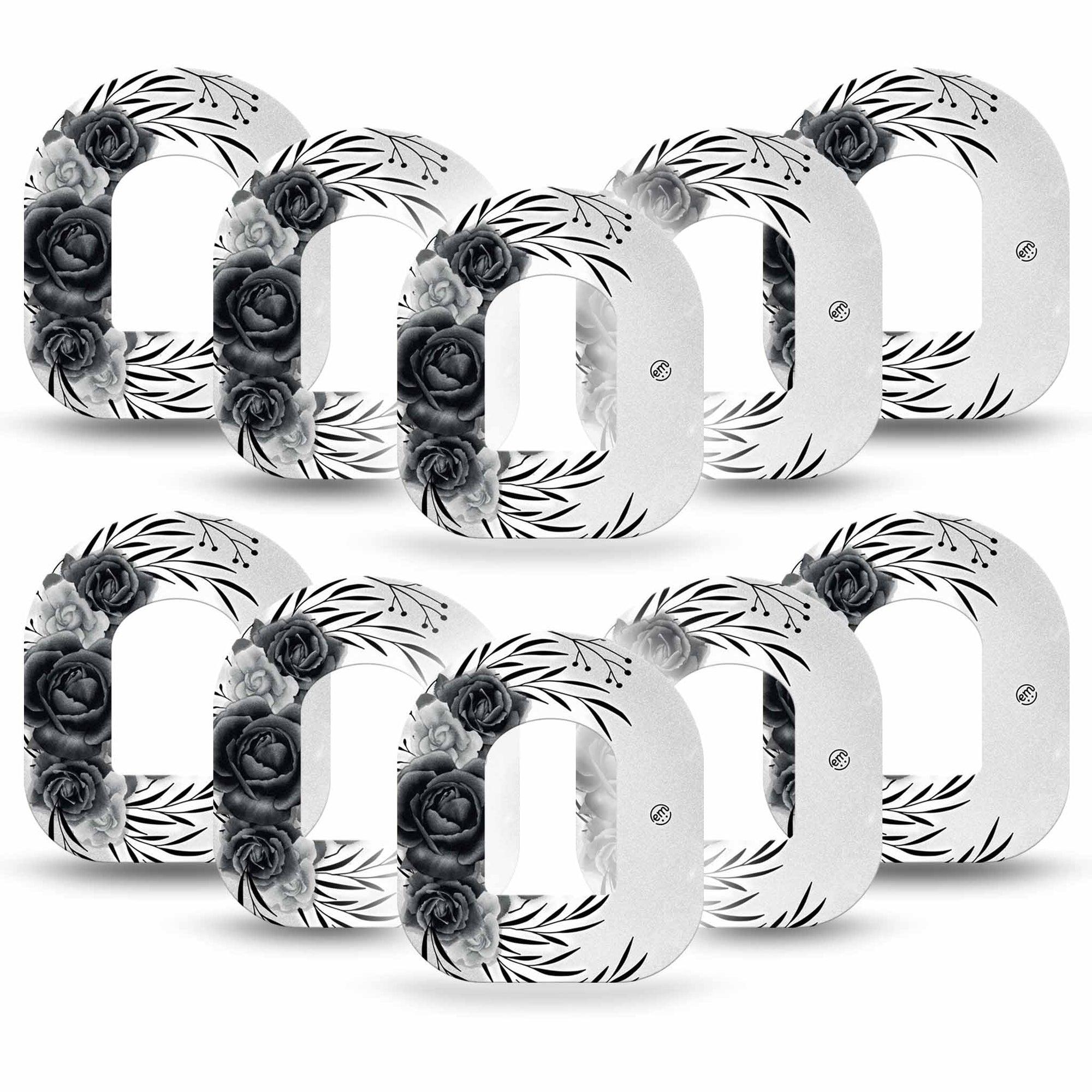 ExpressionMed Tattoo Rose Pod Tape, 10-Pack, Classic Tattoo Rose Inspired Design Pod Adhesive Patch