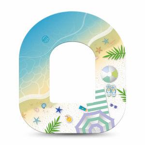 ExpressionMed Relaxing Beach Pod Tape, Single, Beach Day Themed Omnipod Adhesive Patch