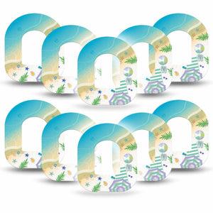 ExpressionMed Relaxing Beach Pod Tape, 10-Pack, Day at the Beach Design Themed Omnipod Plaster Patch