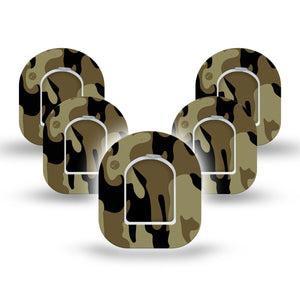 ExpressionMed Camo Pod Mini Tape 5-Pack Stickers and 5-Pack Tapes, Hunting Concealment Plaster Pump Design