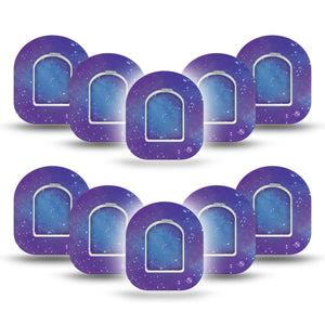 ExpressionMed Galaxy Pod Mini Tape 10-Pack Stickers and 10-Pack Tapes, Starry Pattern Patch Pump Design