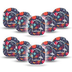 ExpressionMed Space Pod Mini Tape 10-Pack Stickers and 10-Pack Tapes, Cosmic Travels, Overlay Tape Pump Design
