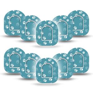 ExpressionMed Pawprint Pod Mini Tape 10-Pack Stickers and 10-Pack Tapes, Canine or Feline Impressions Fixing Ring Patch Pump Design