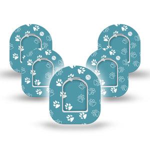 ExpressionMed Pawprint Pod Mini Tape 5 Stickers and 5 Tapes, Canine or Feline Impressions Fixing Ring Patch Pump Design