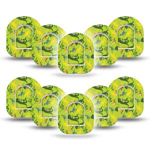 ExpressionMed Daring Dinosaurs Pod Mini Tape 10-Pack Stickers and 10-Pack Tapes, Reptilian Realm Adhesive Patch Pump Design