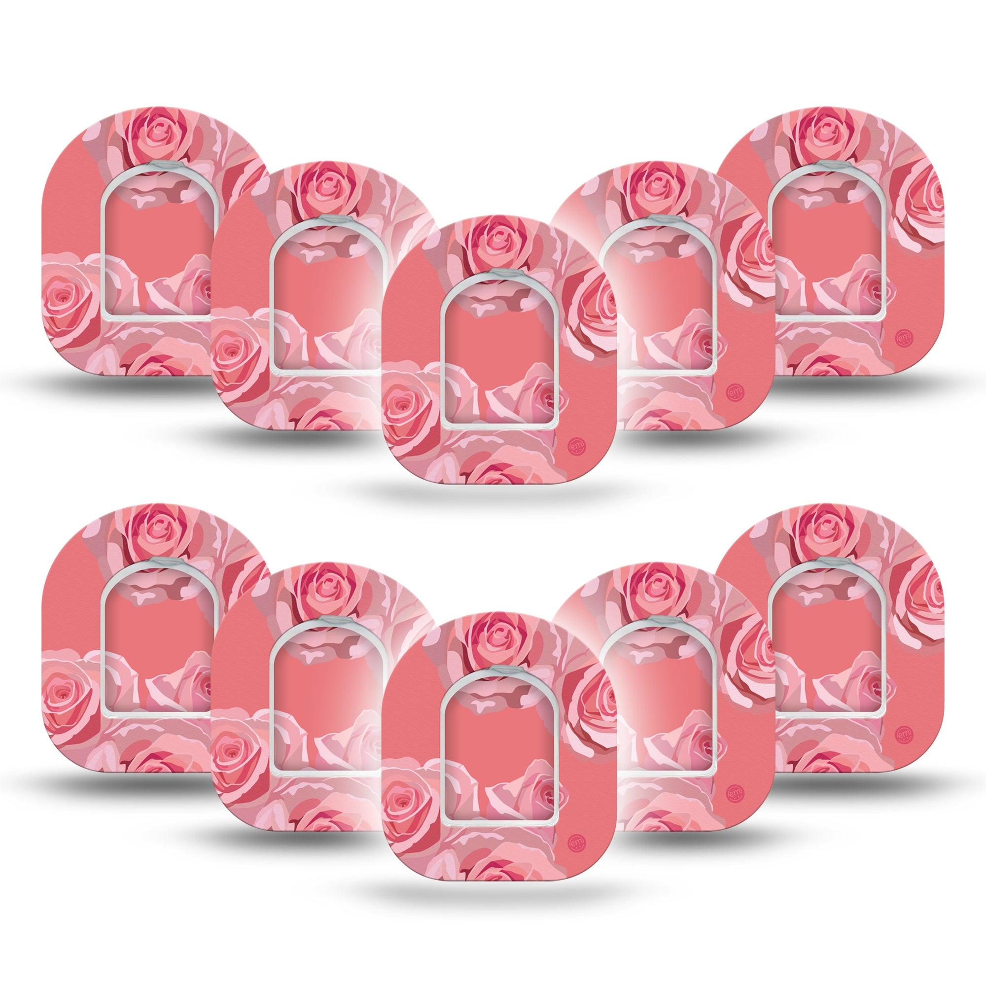 ExpressionMed Blush Rose Pod Mini Tape 10 Stickers and 10 Tapes, Pastel Flower Adhesive Tape Pump Design