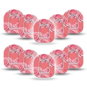 ExpressionMed Blush Rose Pod Mini Tape 10 Stickers and 10 Tapes, Pastel Flower Adhesive Tape Pump Design