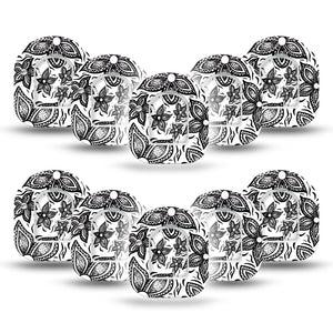 ExpressionMed Black Tie Floral Pod Mini Tape 10-Pack Stickers and Tapes, Sophisticated Blossom Plaster Pump Design