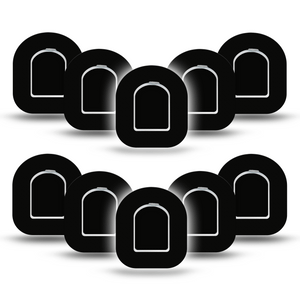 ExpressionMed Black Pod Mini Tape 10-Pack Stickers and 10-Pack Tapes, Dark Elegance Fixing Ring Patch Pump Design