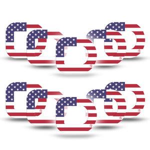 ExpressionMed U.S. Flag Omnipod Mini Tape 10-Pack Tape Stars And Stripes Inspired, Adhesive Tape Pump Design