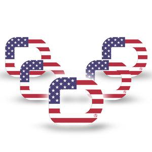 ExpressionMed U.S. Flag Pod Mini Tape 5-Pack, National Banner Adhesive Patch Pump Design