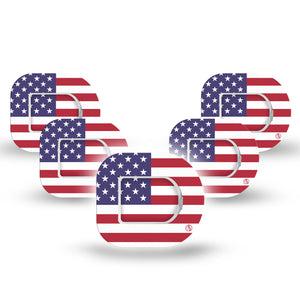 ExpressionMed U.S. Flag Pod Mini Tape 5 Stickers and 5 Tapes, Stars and Stripes Fixing Ring Tape Pump Design