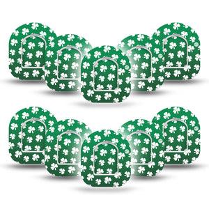 ExpressionMed Shamrock Omnipod Mini Tape, 10-Pack Tape and 10-Pack Sticker Shamrocks Inspired, Adhesive Tape Pump Design