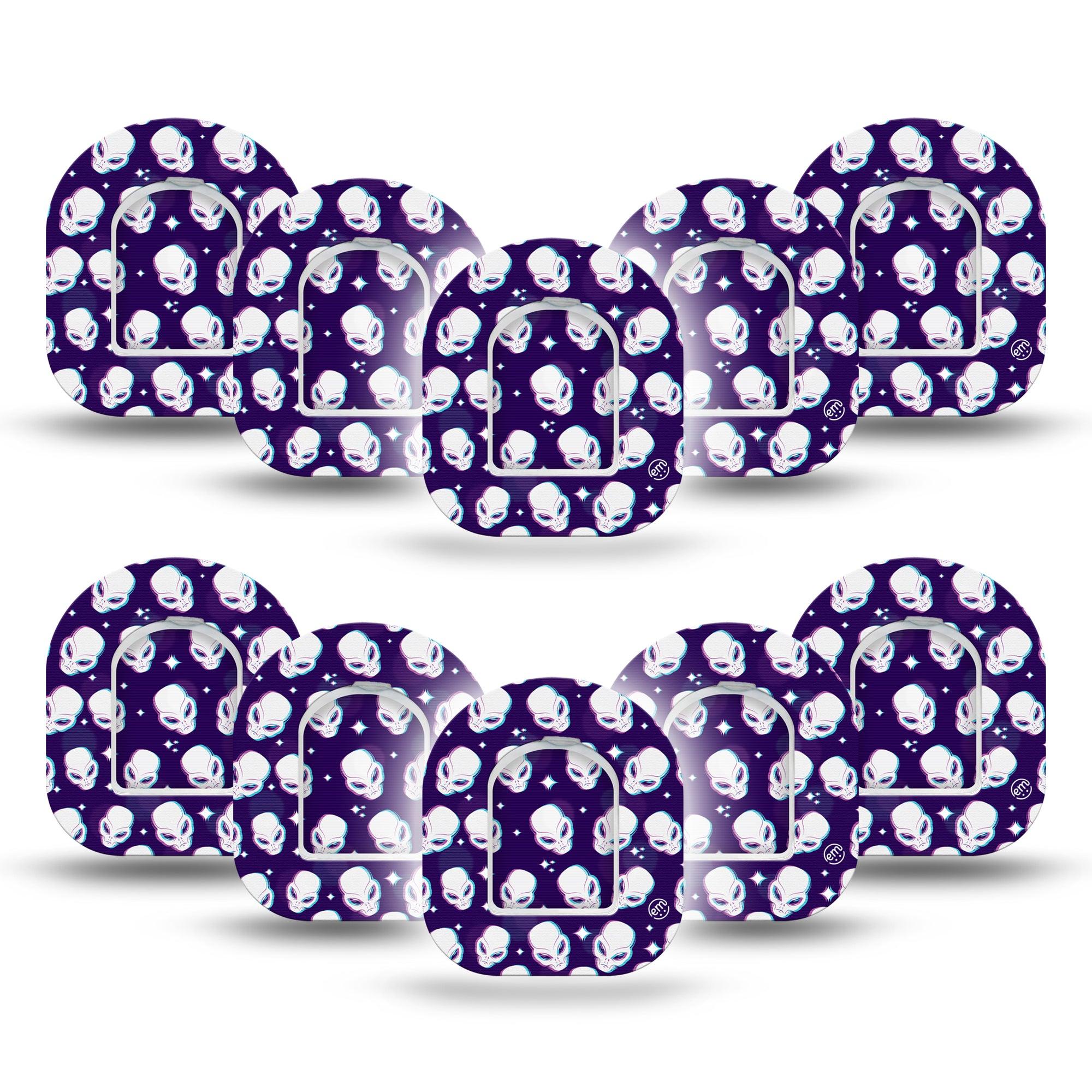 ExpressionMed Aliens Pod Mini Tape 10 Stickers and 10 Tapes, Intergalactic Visitors Plaster Pump Design