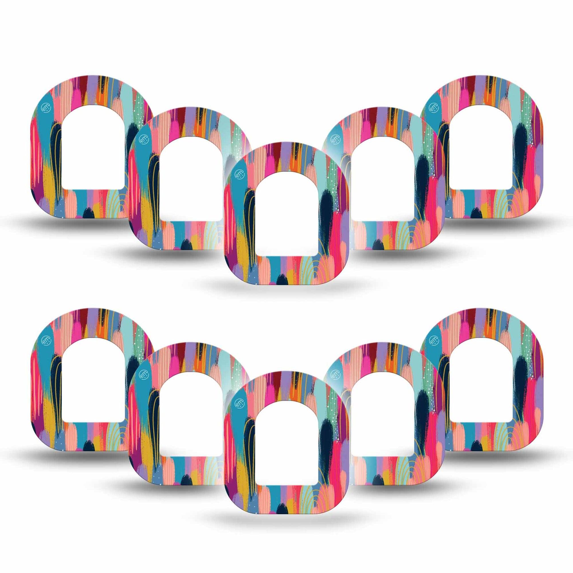 ExpressionMed Brush Strokes Pod Mini Tape 10-Pack, Painterly Touch Adhesive Patch Pump Design