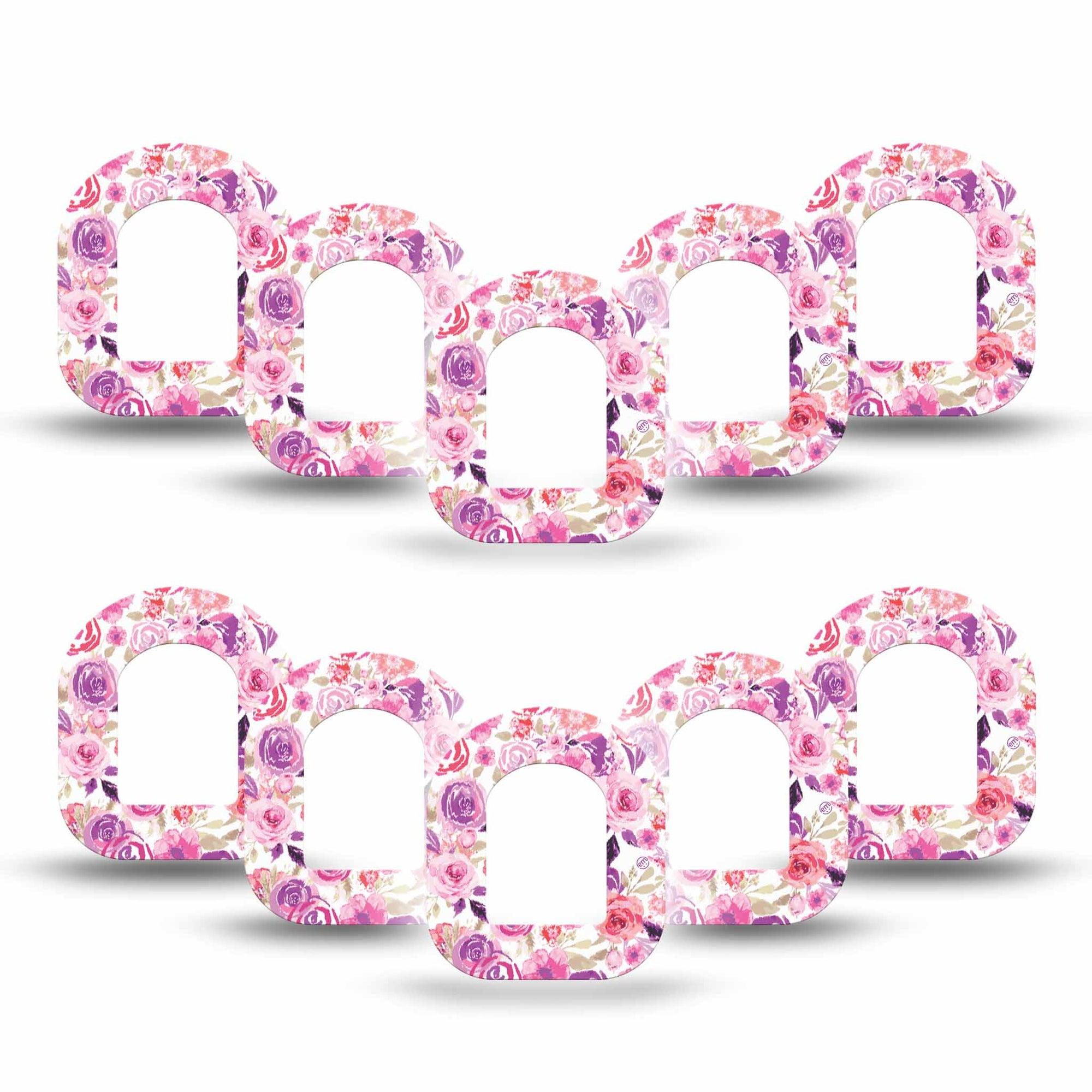 ExpressionMed Romantic Blooms Omnipod Mini 10-Pack Tape Flower Design Adhesive Patch Pump Design