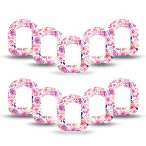 ExpressionMed Romantic Blooms Omnipod Mini 10-Pack Tape Flower Design Adhesive Patch Pump Design