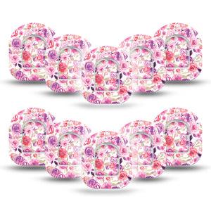 ExpressionMed Romantic Blooms Omnipod Mini 10-Pack Tape and 10-Pack Sticker Flower Design Adhesive Patch Pump Design