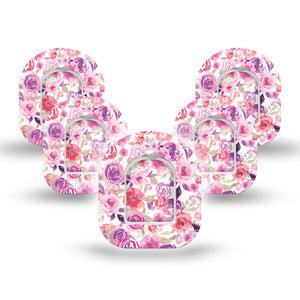 ExpressionMed Romantic Blooms Pod Mini Tape 5-Pack Tape and 5-Pack Sticker, Dreamy Petals Adhesive Patch Pump Design