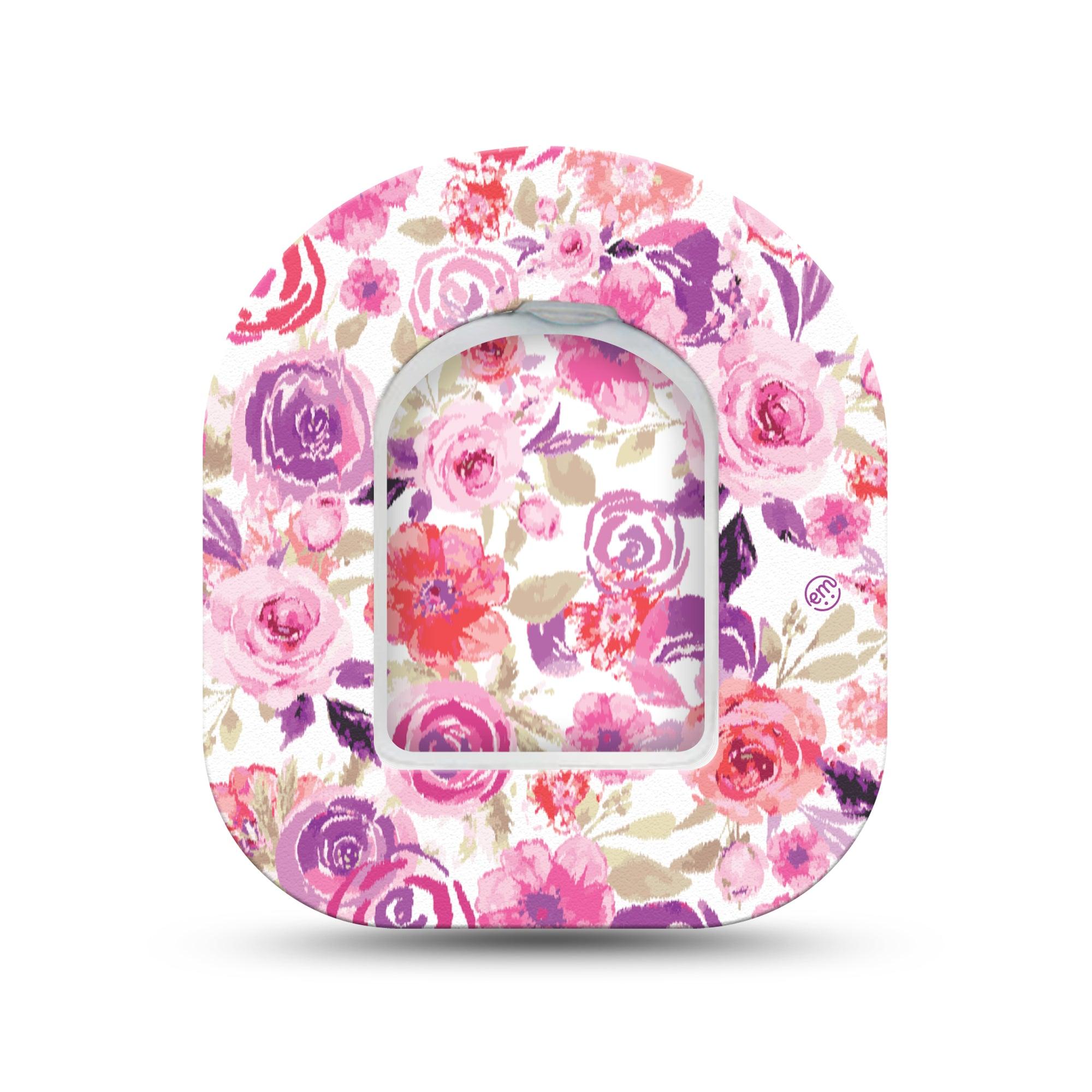 ExpressionMed Romantic Blooms Pod Mini Tape Single Tape and Single Sticker, Love-infused Flowers Adhesive Patch Pump Design