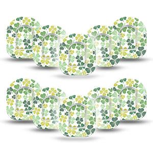 ExpressionMed Clover Pile Omnipod Mini Tape, 10-Pack Tape and 10-Pack Sticker Irish Holiday, Adhesive Tape Pump Design