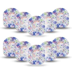 ExpressionMed Dreamy Blooms Pod Mini Tape 10 Stickers and 10 Tapes, Airy Blooms Adhesive Patch Pump Design