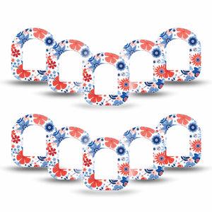 ExpressionMed July Flowers Pod Mini Tape 10-Pack, Patriotic Florals Plaster Pump Design
