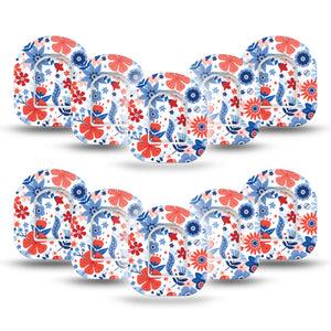 ExpressionMed July Flowers Pod Mini Tape 10-Pack Stickers and 10-Pack Tapes, White Adhesive Tape Pump Design