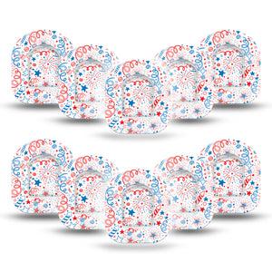 ExpressionMed Firework Doodles Omnipod Mini Tape 10-Pack Tape and 10-Pack Sticker Scribbled Sky Spectacle Adhesive Tape Pump Design