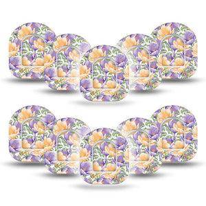 ExpressionMed Crocus Flowers Pod Mini Tape 10 Stickers and 10 Tapes, Crocus Bouquet Patch Pump Design