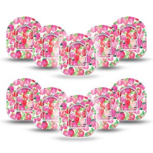 ExpressionMed Strawberry Crush Omnipod Mini Tape 10-Pack Tape and 10-Pack Sticker pink delicate fruits, Adhesive Tape Pump Design