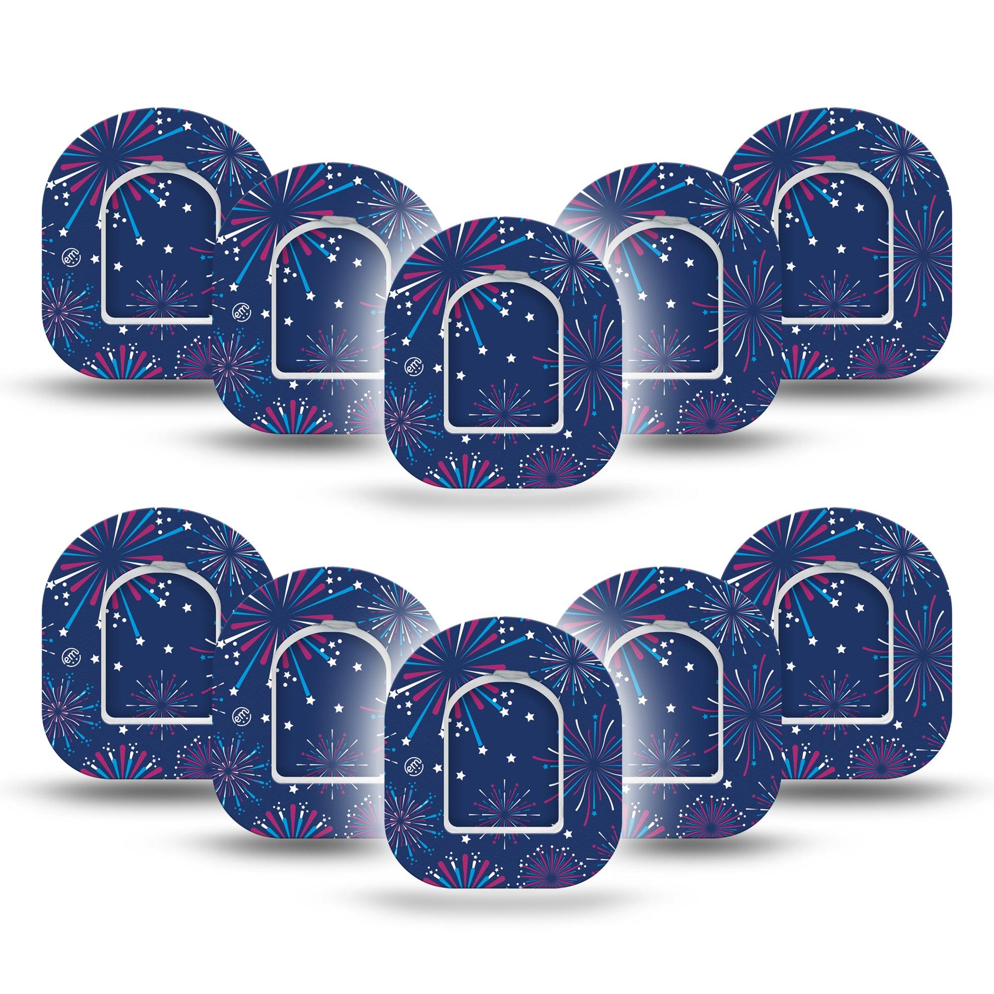 ExpressionMed Night Sky Celebration Omnipod Mini Tape, 10-Pack Tape and 10-Pack Sticker Star-Spangled Adhesive Tape Pump Design