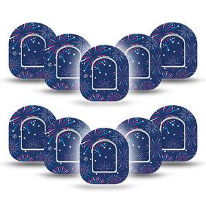 ExpressionMed Night Sky Celebration Omnipod Mini Tape, 10-Pack Tape and 10-Pack Sticker Star-Spangled Adhesive Tape Pump Design