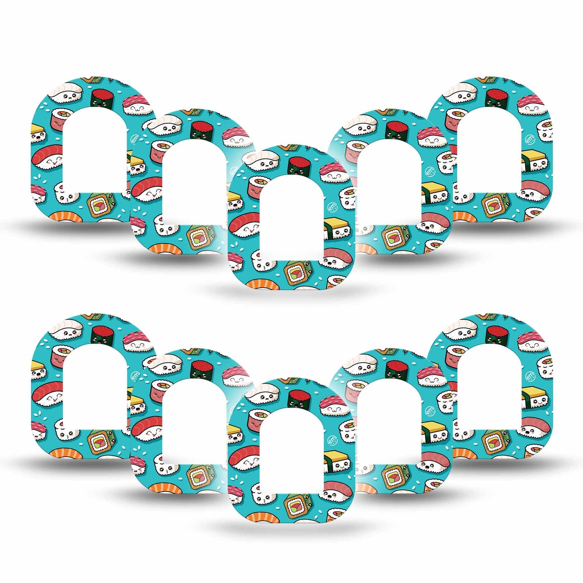ExpressionMed Silly Sushi Pod Mini Tape 10-Pack, Quirky Rolls Adhesive Patch Pump Design