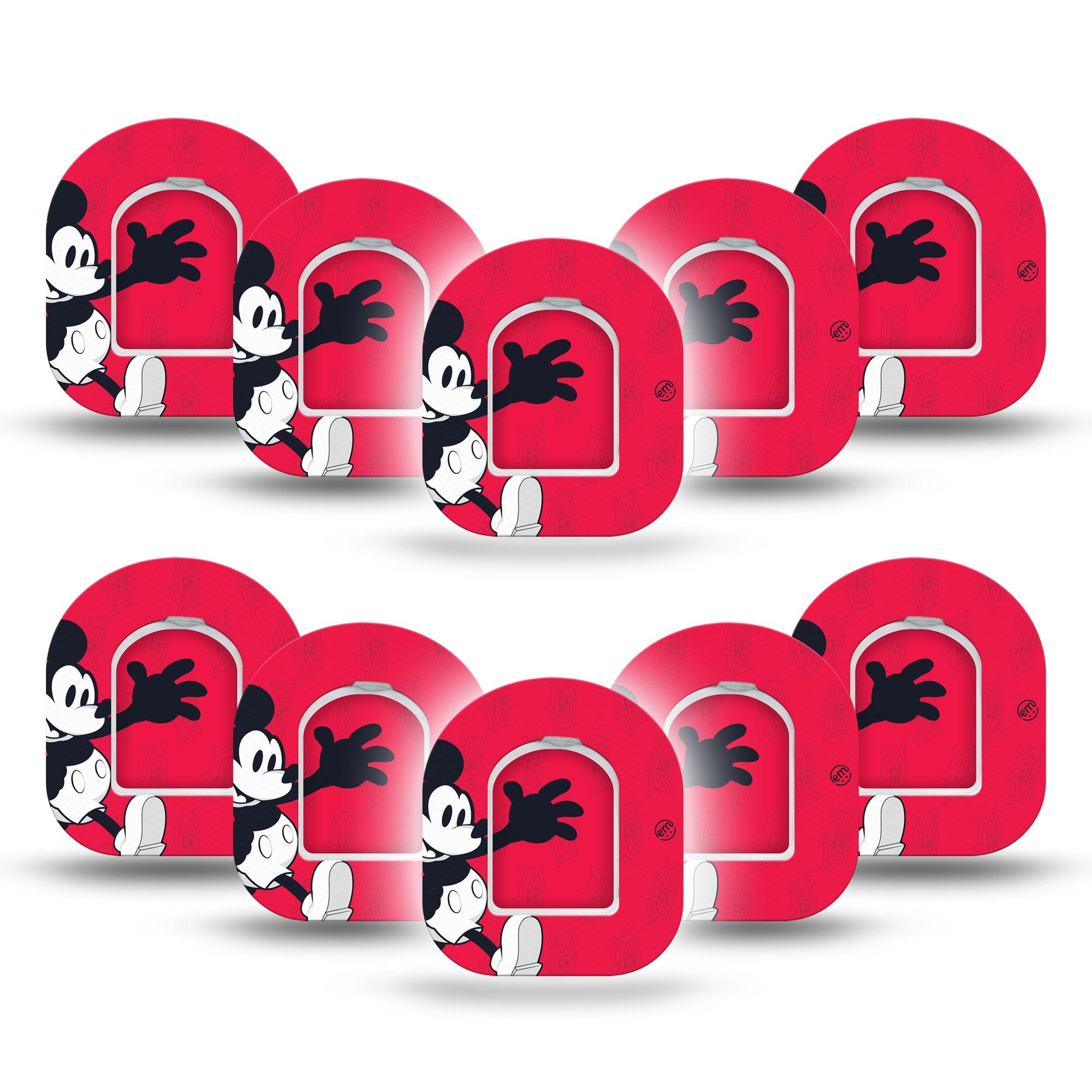 ExpressionMed Magical Mouse Omnipod Mini Tape 10-Pack Tape and 10-Pack Sticker Vintage Mickey Mouse Adhesive Tape Pump Design