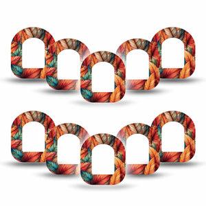 ExpressionMed Fall Leaf Feathers Omnipod Mini Tape 5-Pack Thanksgiving Vibe Feathers Adhesive Tape Pump Design