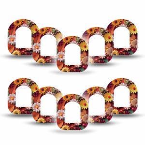 ExpressionMed 3D Floral Omnipod Mini Tape 10-Pack Fall Foliage and Florals, Adhesive Tape Pump Design