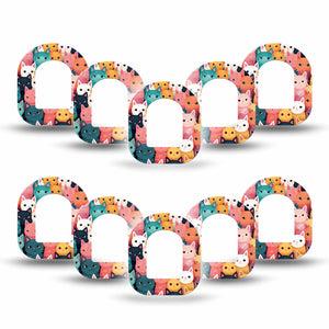 ExpressionMed Clover Pile Omnipod Mini Tape, 10-Pack Tape Orange Peach Blue Green Toned Kittens, Adhesive Tape Pump Design